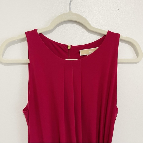Michael Kors Cranberry Colored Jersey Ruched Sleeveless Dress Women’s Size Small - Picture 3 of 7